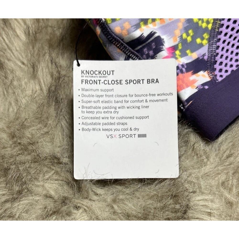 Victoria's Secret VSX Sport front-zip underwire racerback sports bra 34c workout - Picture 7 of 9